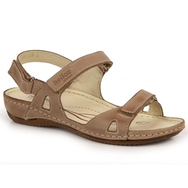 Komfortable damesandaler i læder i beige Helios 205