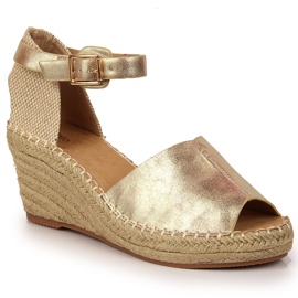 Damesandaler espadriller på guldkiler eVento gylden