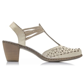 Damesandaler i læder, beige Rieker 40969-80