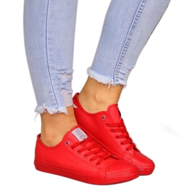 Low-top øko læder røde sneakers Cross Jeans DD2R4032