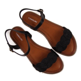 Flade sorte sandaler til kvinder T.Sokolski
