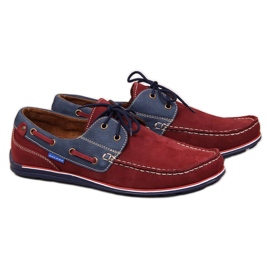 Mænds afslappede læder loafers bordeaux Gregor rød