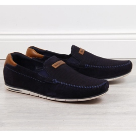 Loafers i læder marineblå Bugatti HH153084 til mænd