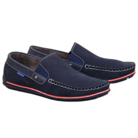 Loafers i læder til mænd glider på marineblå Gregor marine blå