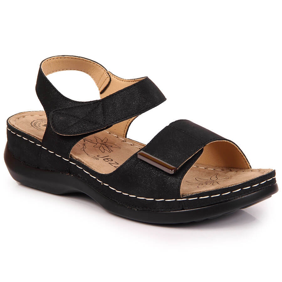 Kvinders sandaler med sort velcro -