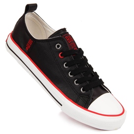 Low-top sorte øko-læder sneakers Big Star JJ274129