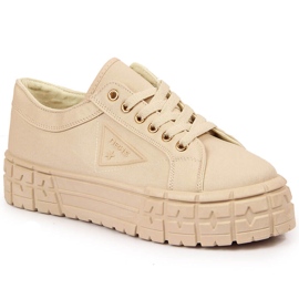 News Kvinders beige sneakers på en platform NYHEDER