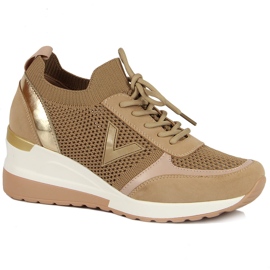 Snøresko til kvinder, beige Vinceza