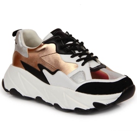 Damesneakers på Potocki-platformen i hvid og guld gylden