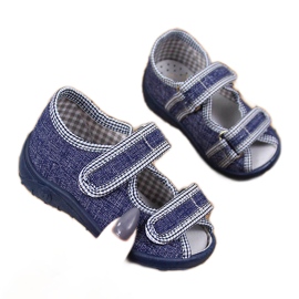 Slippers drengesandaler hjemme marineblå og grå Nazo