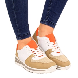 Dame sportssko hvid og beige Rieker M6910