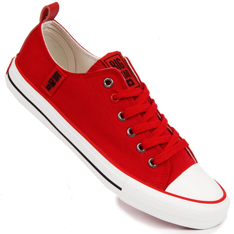 Røde lave sneakers til mænd, tekstil Big Star JJ174063