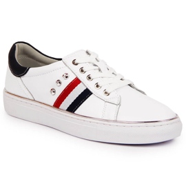 Dame lædersko, hvide Vinceza sneakers