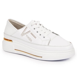 Dame lædersko, hvide Vinceza sneakers