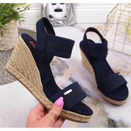 Sandaler espadriller på kiler marineblå Big Star JJ274977 marine blå