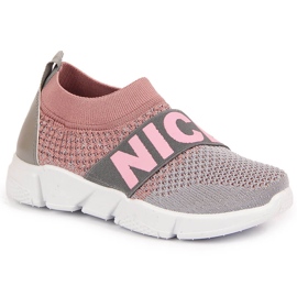 Pige sportssko slip-on McKeylor lyserød grå