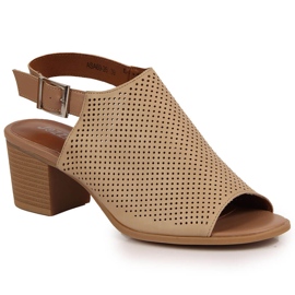 Damesandaler, gennembrudte, beige Jezzi