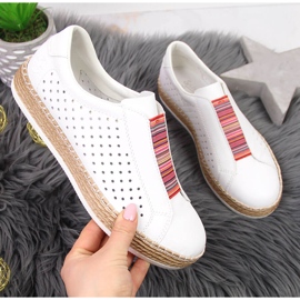Dame lædersko, slip-on hvid Rieker L7821-80