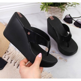 Sort Zaxy HH285292 sort gummi wedge flip-flops