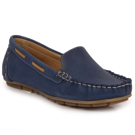 Dame loafers marineblå Helios 398 i læder marine blå