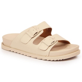 S.Barski Dame gummi hjemmesko med spænder beige S. Barski