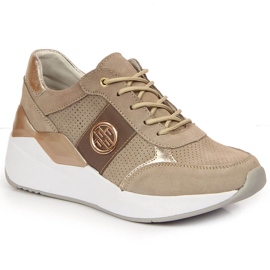 Sneakers i læder til kvinder på en beige kile Filippo