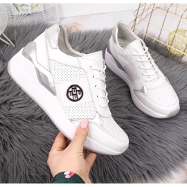 Dame læder sneakers på en kile hvid Filippo