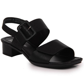 Damesandaler i sort læder Rieker 62663-01