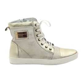 Høj guld Nikopol 522 læder sneakers hvid flerfarvet gylden