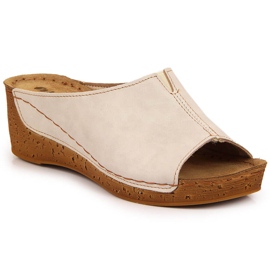 Beige Inblu wedge hjemmesko til kvinder