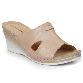 Kvinders beige wedge hjemmesko Vinceza
