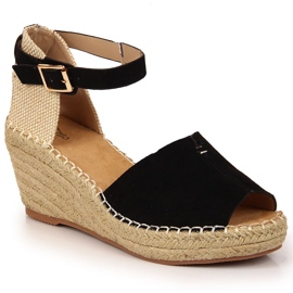 Damesandaler espadriller på sorte kiler eVento