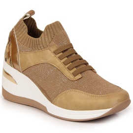 Damebrogues på kile, slip-on, beige Artiker