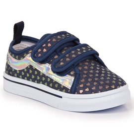 Pigesneakers med velcro med marineblå hjerter Atletico