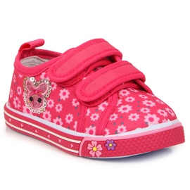 Atletico pink velcro sneakers med blomster til piger lyserød