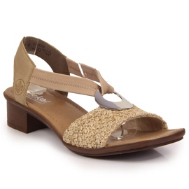 Beige sandaler til kvinder med høje hæle Rieker 62664-61