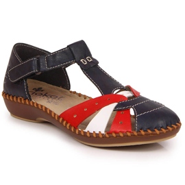 Dame marineblå Rieker M1655-15 sandaler med velcro marine blå