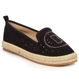 S.Barski Sorte gennembrudte espadriller med cubic zirconia fra S. Barski
