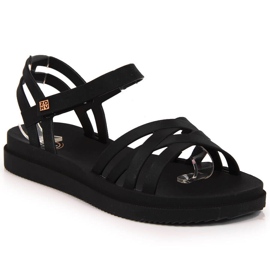 Sorte gummisandaler til kvinder med velcro Zaxy JJ285068