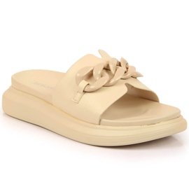 Beige Laura La.Fi platform hjemmesko med kæde