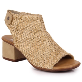 Dame beige flettede sandaler Rieker 64670-60