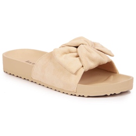 Beige Jezzi hjemmesko til kvinder med sløjfe
