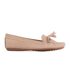 Marco Shoes Ballerina mokkasin i beige ruskind