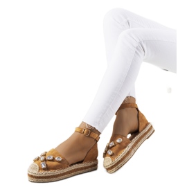 Brune espadriller med Taimi cubic zirconia