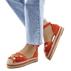 Orange espadriller med Taimi cubic zirconia