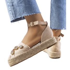 Beige espadriller med Taimi cubic zirconia