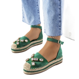 Grønne espadriller med Taimi cubic zirconia