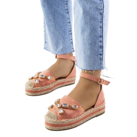 Pink espadriller med Taimi cubic zirconia lyserød