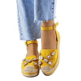Gule espadriller med Taimi cubic zirconia