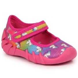 Pink velcro ballerina hjemmesko Jr. Befado lyserød